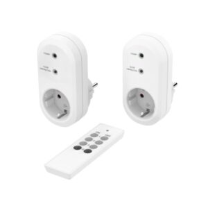 hama pack de 2 enchufes inalambricos potencia maxima 3500w ip20 interruptor de encendido color blanco