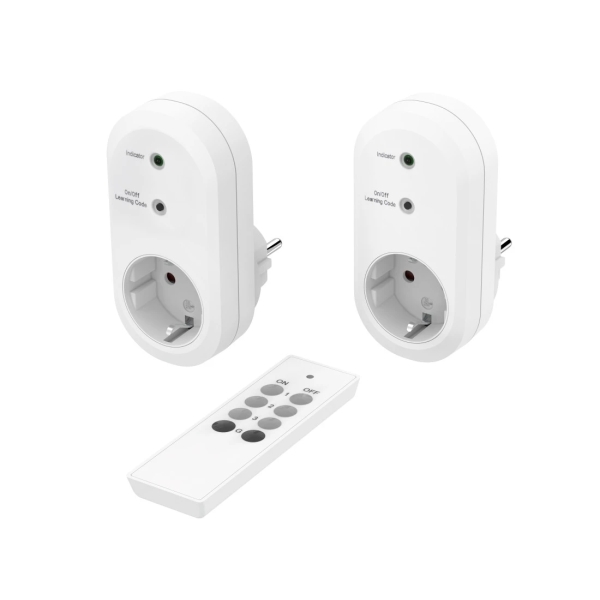 hama pack de 2 enchufes inalambricos potencia maxima 3500w ip20 interruptor de encendido color blanco
