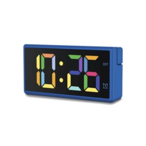 hama ibiza reloj despertador digital pantalla multicolor funcion de carga usb a funcion de repeticion de alarma 15x3.5x7.5cm color azul