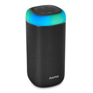 hama altavoz portatil potencia 30w bluetooth usb c bateria 2000mah ipx4 luz led rango 10m 19.5x9.6x9.6cm color negro