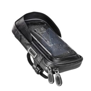 hama essential funda smartphone para bicicleta/moto repelente al agua cremallera ancho dispositivo hasta 8cm peso max 200g manillares hasta 4cm nylon 17.5x10cm color negro