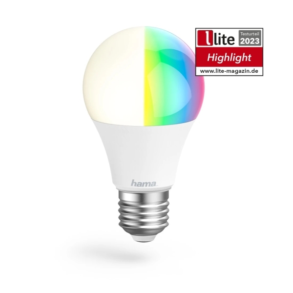 hama bombilla led e27 inteligente potencia 10w rgbcct wifi compatible con asistente de voz control con app ip20 color blanco