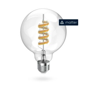 hama bombilla led e27 inteligente potencia 4.9w rgbw wifi compatible con asistente de voz control con app estilo retro filamento g95 forma de globo ip20 color transparente