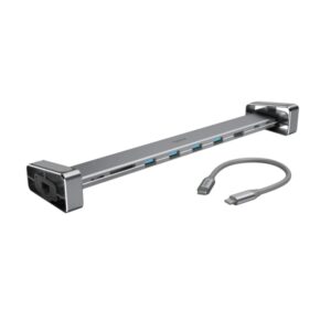 hama connect2office basic hub usb 3.2 y soporte potencia maxima 100w power delivery cable usb c de 20cm lan ethernet 1gbps tarjeta sd micro sd hdmi 4k usb c 4x usb a color gris