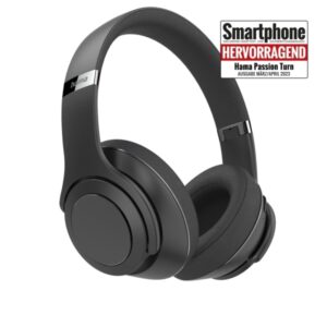 hama passion turn auriculares con microfono omnidireccional bluetooth radio 10m plegable diadema ajustable asistente de voz carga por usb c color negro