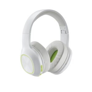 hama spirit calypso ii auriculares con microfono omnidireccional bluetooth diadema ajustable rango 10m plegable asistente de voz carga por usb c color blanco y verde