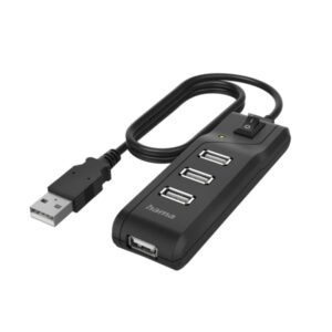 hama essential hub usb 2.0 cable usb a integrado de 1.8m 4x usb a color negro