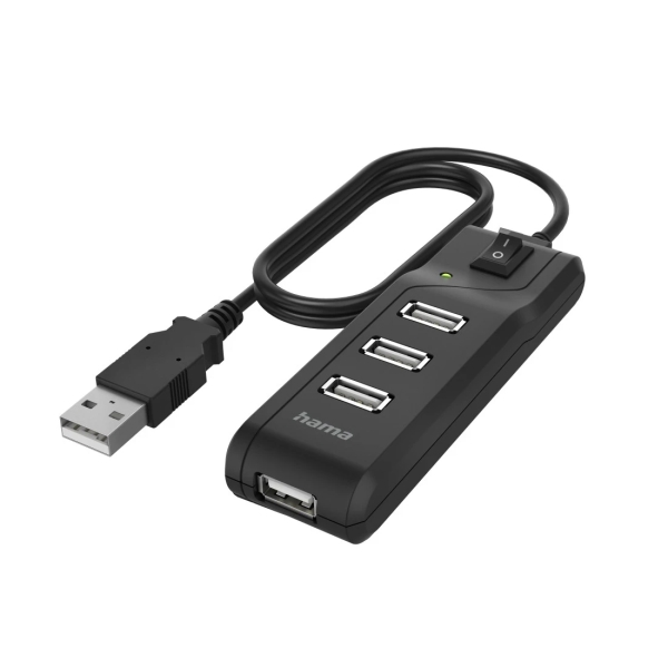 hama essential hub usb 2.0 cable usb a integrado de 1.8m 4x usb a color negro