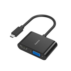 hama essential adaptador de video 2 en 1 entrada usb c macho salida vga y hdmi hembra color negro