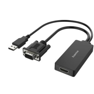 hama essential adaptador de video entrada vga y usb a macho salida hdmi hembra color negro