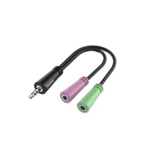 hama essential cable adaptador de audio 0.15m 2x jack hembra de 3.5mm jack macho de 3.5mm 3 polos color negro