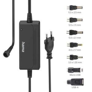 hama fuente de alimentacion multidispositivo potencia 36w voltaje 15v indicador led 7 adaptadores intensidad maxima 3a voltaje ajustable color negro