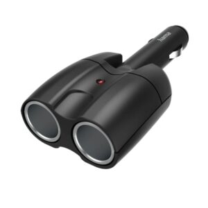 hama distribuidor de 2 tomas de 12v para coche color negro