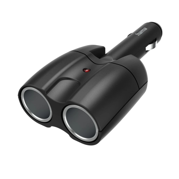 hama distribuidor de 2 tomas de 12v para coche color negro