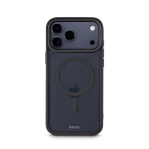 hama frame protect funda para iphone 17 pro max antideslizante magnetico policarbonato y poliuretano termoplastico bordes elevados color negro y transparente