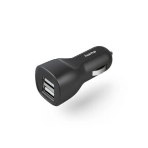 hama cargador de coche 12w 2xusb a color negro