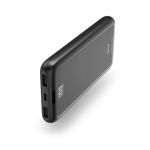 hama bateria externa powerbank 10000mah polimero de litio usb c usb a carga rapida 3 conexiones de salida pantalla digital indicador de carga 16x139x68mm color gris