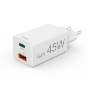hama cargador de pared potencia 45w usb c usb a power delivery qualcomm color blanco