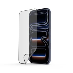 hama super hybrid cristal protector para iphone 17 pro max antihuellas base de montaje flexiglas rpet grado de dureza 9h proteccion d3o color transparente