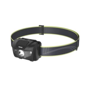 hama hl200 linterna frontal led cinta para la cabeza 200 lumenes autonomia hasta 4h funciona con 3 pilas aaa ip44 color negro