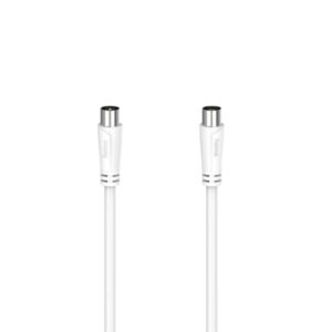 hama essential cable coaxial de antena macho/hembra longitud 20m doble blindaje apantallamiento 90db impedancia 75ohm color blanco