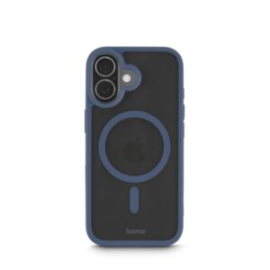 hama frame protect funda para iphone 17 antideslizante magnetico policarbonato y poliuretano termoplastico bordes elevados color azul y transparente
