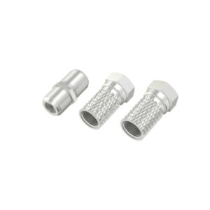 hama essential set de adaptadores para cable de antena 2 conectores f hembra union conector f macho macho color plata