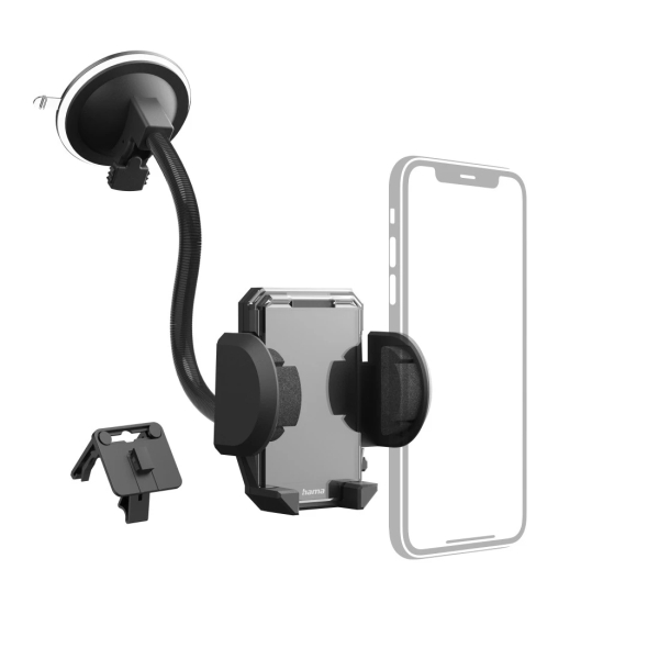 hama multi soporte de coche para smartphone peso max 200g pinza para rejilla ventosa para parabrisas ancho dispositivo de 4 a 11cm color negro