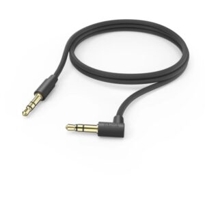 hama cable de audio acodado 90º jack 3.5mm macho longitud 0.5m estereo contactos chapados en oro color negro