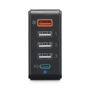 hama cargador de pared potencia 51w cable 1.2m power delivery qualcomm indicador led 4x usb a color negro