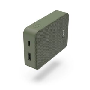hama color 10 bateria externa powerbank 10000mah polimero de litio usb c usb a carga rapida indicador led de carga 2 conexiones de salida 23x92x65mm color verde oscuro