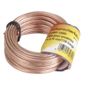 hama entry cable de altavoz de 2 nucleos seccion 0.75mm2 longitud 20m color transparente