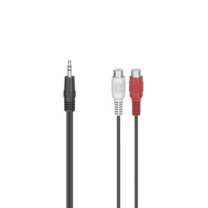 hama essential cable de audio 2x rca hembra jack 3.5mm macho longitud 10cm estereo color negro