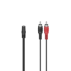 hama essential cable de audio 2x rca macho jack 3.5mm hembra longitud 12cm estereo color negro