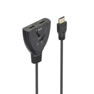 hama essential conmutador hdmi 4k cable 1.7cm luz led 2 entradas hdmi hembra 1 salida hdmi macho color negro