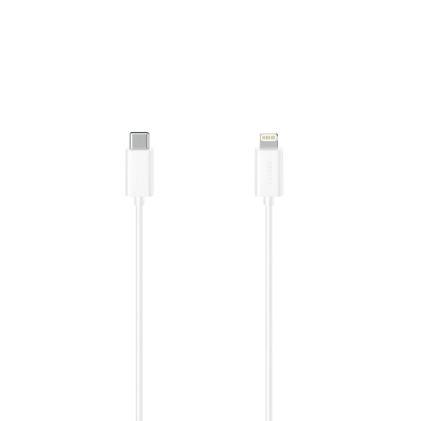 hama essential cable de carga usb c macho lightning longitud 1.5m velocidad hasta 480mbps blindaje doble color blanco