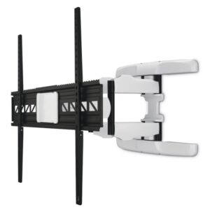 hama soporte de pared para tv hasta 90" peso max 75kg inclinable giratorio vesa 800x600mm gestor de cables nivel de burbuja integrado plantilla de perforacion color blanco y negro