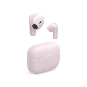 hama freedom light ii auriculares con microfono omnidireccional bluetooth autonomia hasta 20h rango 10m asistente de voz carga por usb c color rosa