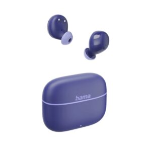 hama freedom buddy ii auriculares con microfono omnidireccional bluetooth autonomia hasta 20h rango 10m asistente de voz carga por usb c color azul