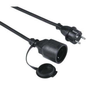 hama outdoor cable de alimentacion alargador para exteriores potencia maxima 3680w longitud 10m seccion 1.5mm2 schuko cee7 tapa protectora color negro