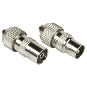 hama essential set de conectores coaxiales macho y hembra apto para cables entre 5 y 7mm fijacion con tornillo color plata