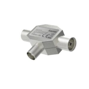 hama essential divisor de antenas coaxial hembra x2 coaxial macho metalico color plata