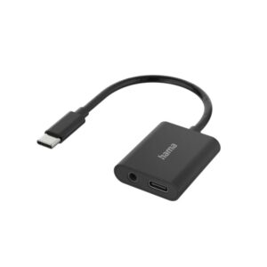 hama essential adaptador de audio 2 en 1 usb c macho usb c hembra jack hembra de 3.5mm power delivery color negro