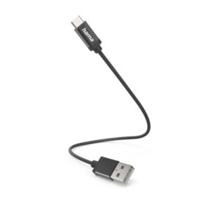hama cable usb longitud 20cm usb a macho usb c macho velocidad hasta 480mbps niquelado color negro