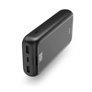 hama bateria externa powerbank 20000mah polimero de litio usb c usb a carga rapida 3 conexiones de salida pantalla digital indicador de carga 27x140x70mm color gris