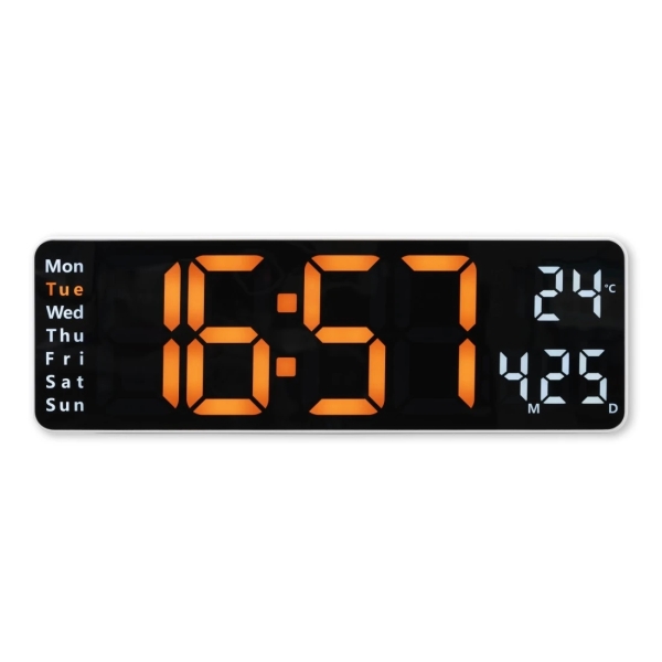 hama santa cruz reloj de pared digital termometro alarma fecha pantalla grande 32x10x3cm color blanco