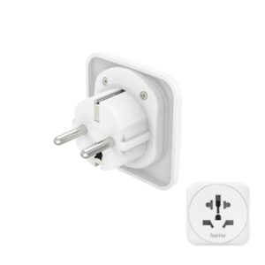 hama adaptador de viaje toma tipo e y schuko potencia hasta 3750w hembra multiple voltaje 250v color blanco