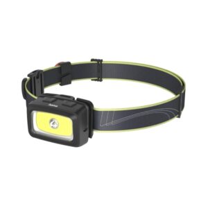 hama hl350 linterna frontal led cinta para la cabeza 350 lumenes autonomia hasta 5h funciona con 4 pilas aaa ip44 color negro
