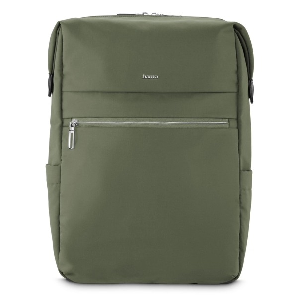 hama ultimate mochila para portatiles hasta 16.2" capacidad 15l poliester interior acolchado cremallera bidireccional base reforzada bolsillos laterales 34x44x11cm color verde oscuro