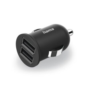 hama cargador de coche 12w 2xusb a color negro